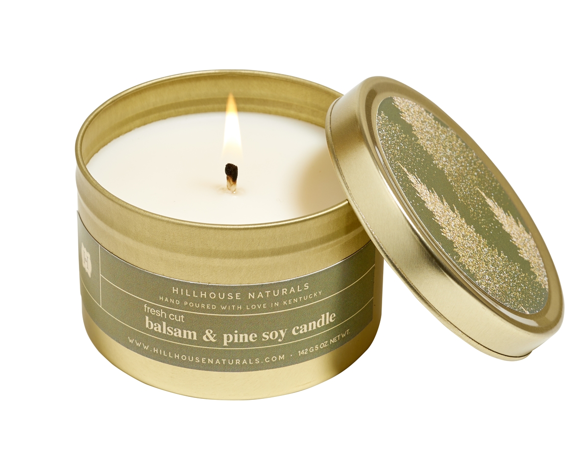 Fresh Cut Balsam & Pine In Gold Candle Tin 5oz.